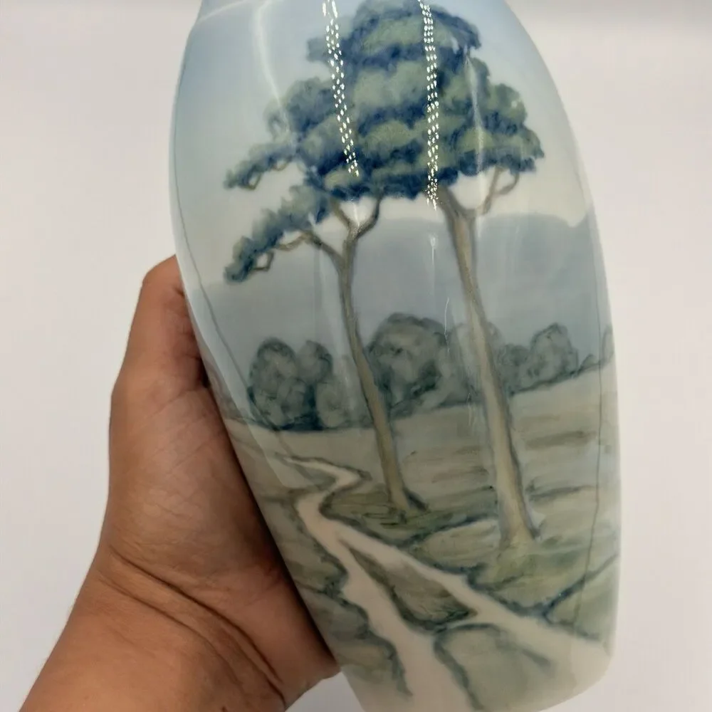 Antique Bing & Grondahl B&G Denmark 8692-251 Art Nouveau Tree Landscape Vase 7